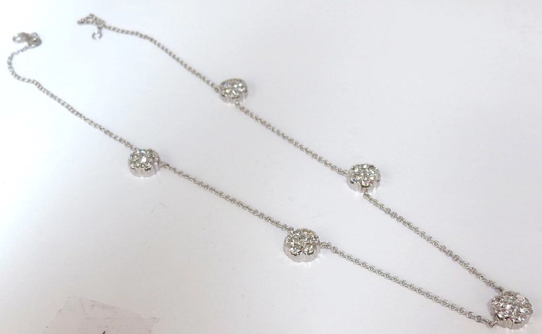 4.40CT NATURAL DIAMONDS CLUSTER BY YARD NECKLACE G/VS 14KT+** - 8
