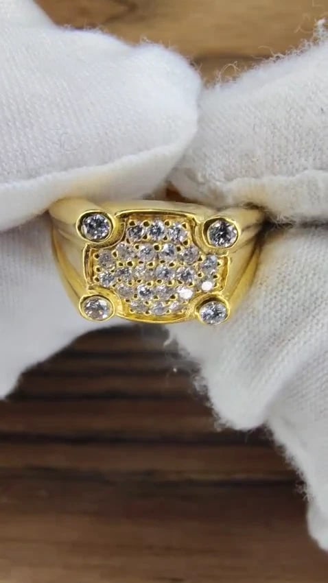 .60ct Natural Diamonds Rectangular Deck Signet Ring 18kt Gold *v - 2
