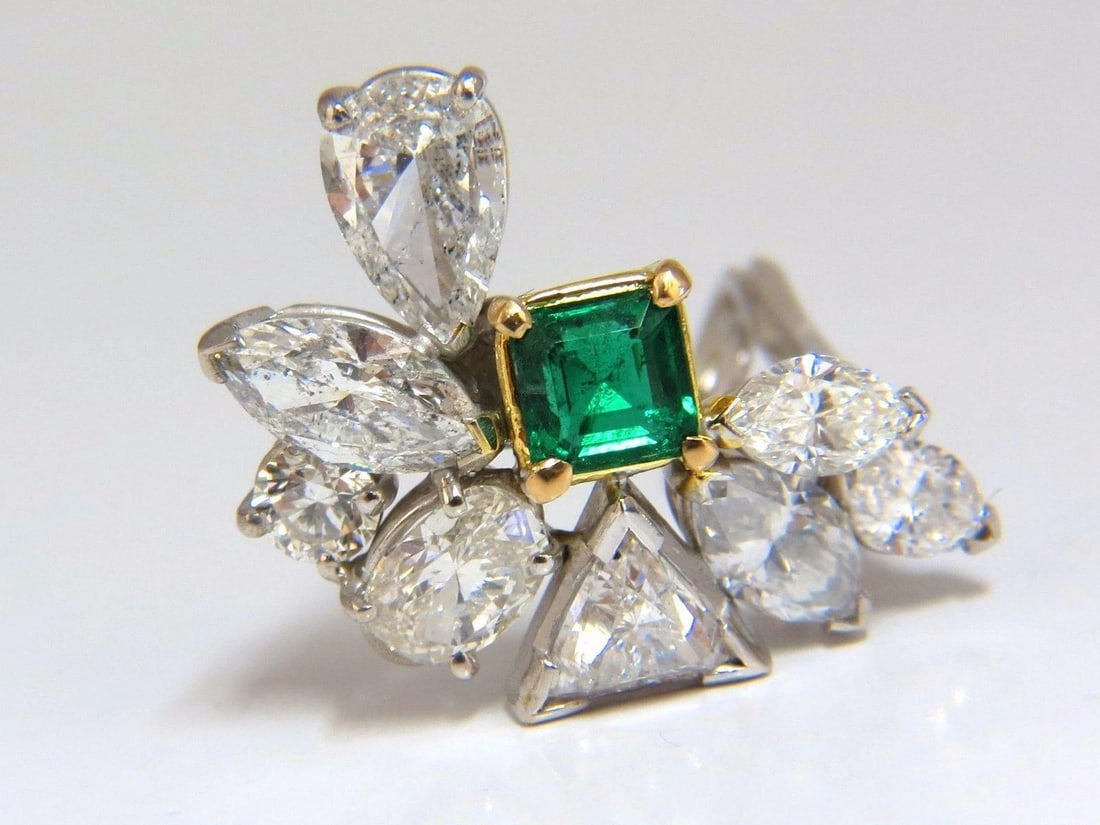 10.90ct Natural Emerald Diamond Crescent Cocktail Earrings Ref 12317** - 7
