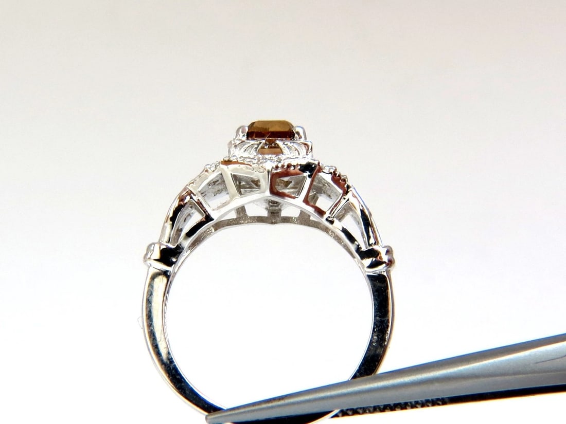 1.39ct NATURAL FANCY BROWN EMERALD CUT DIAMOND RING VS2 VICTORIAN DECO *v - 5