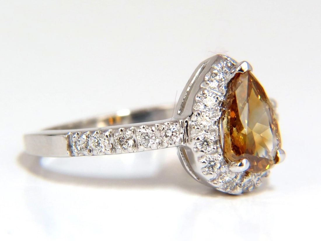 1.60ct. natural fancy color yellow brown diamonds halo ring 14kt *v - 4