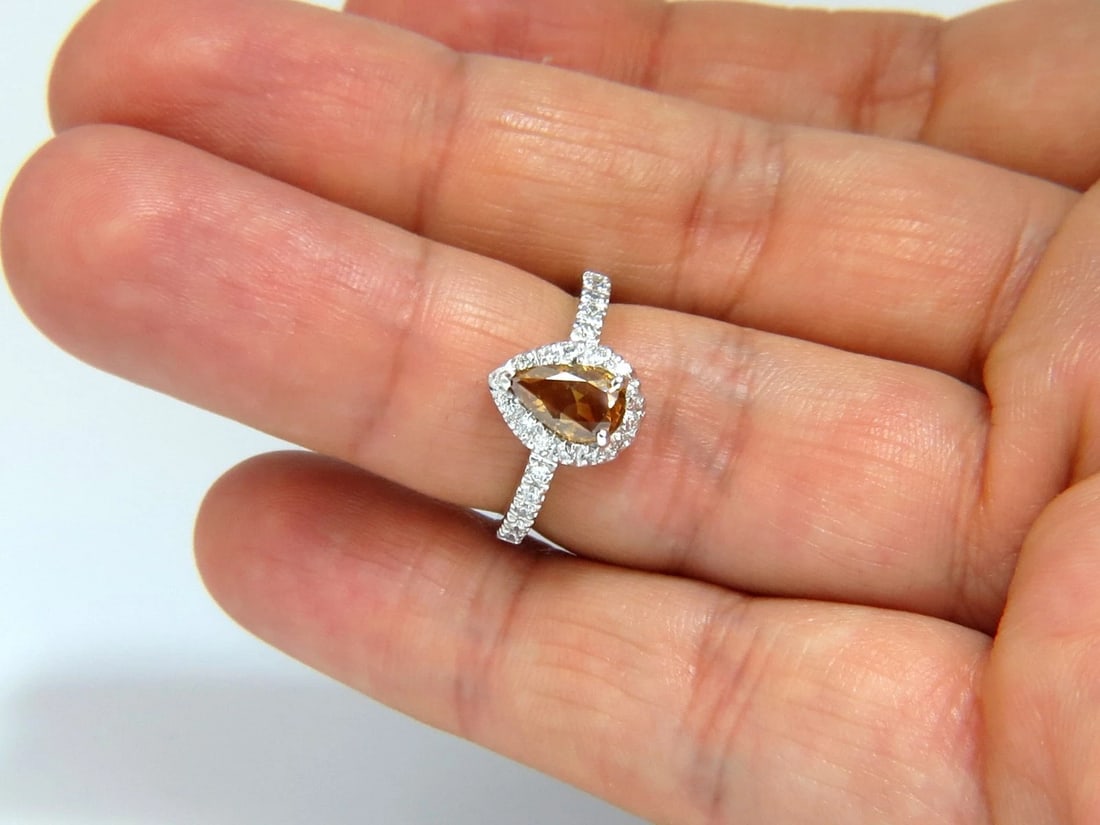 1.60ct. natural fancy color yellow brown diamonds halo ring 14kt *v - 5