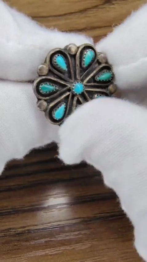 Turquoise Vintage Silver Tribal Ring 12544 *v - 2