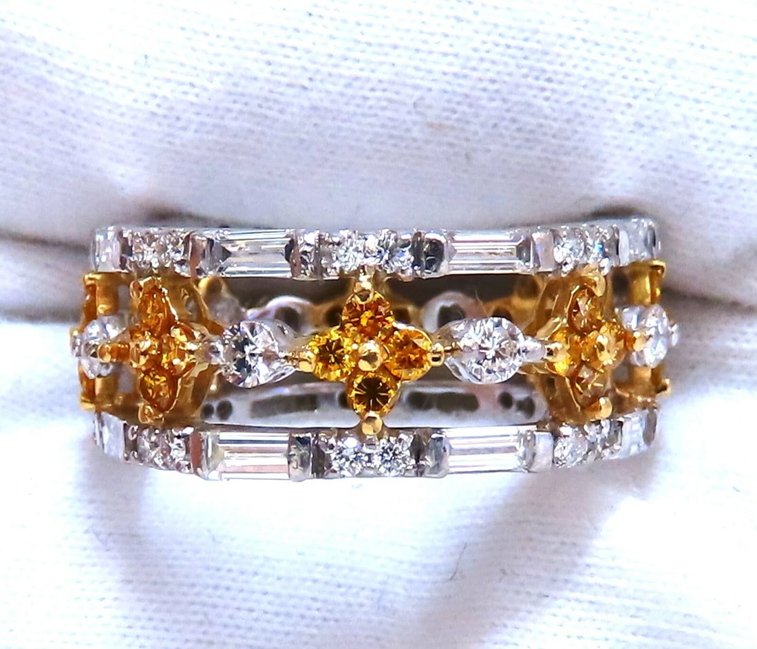 3.25ct Natural Fancy Yellow Baguette & Rounds Platinum Eternity Ring*v - 4