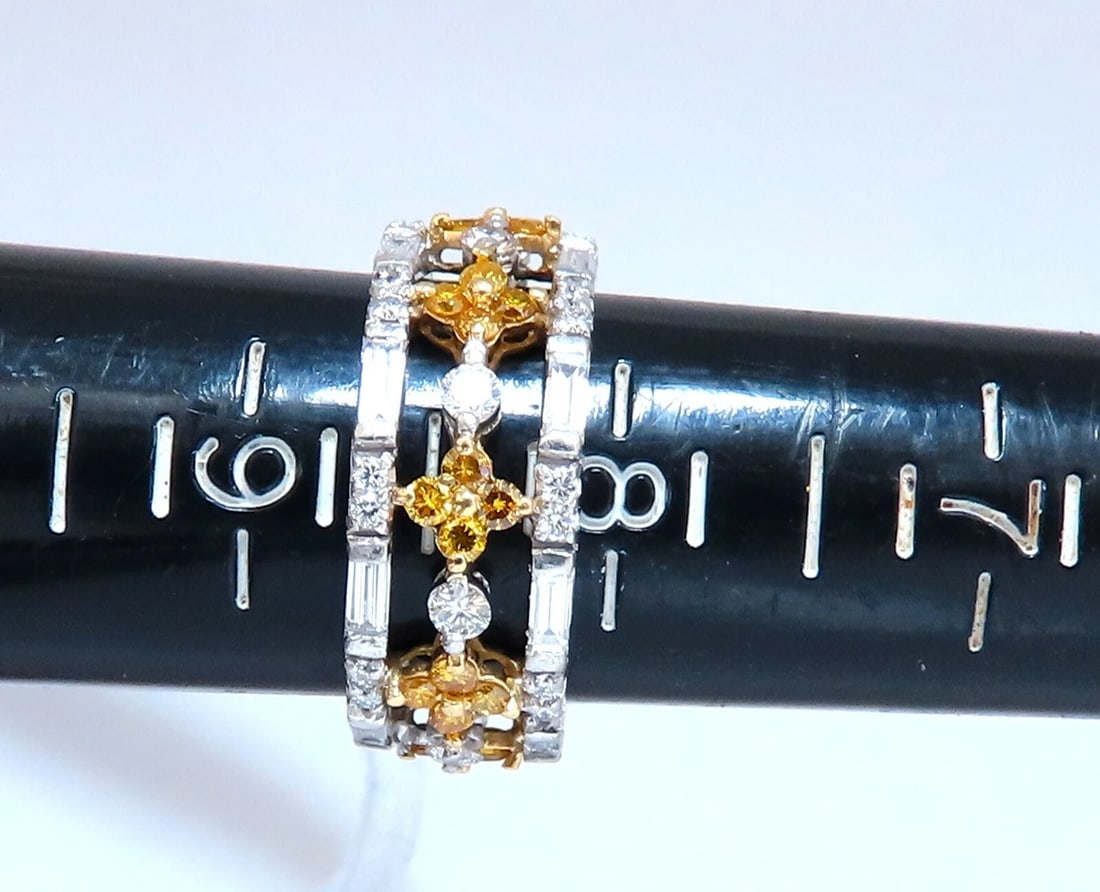 3.25ct Natural Fancy Yellow Baguette & Rounds Platinum Eternity Ring*v - 5