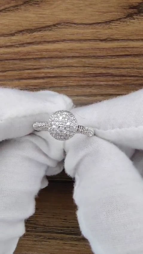 .76ct natural diamonds bead set ball ring 18kt + coil wire wrapped shank g/vs *v - 2