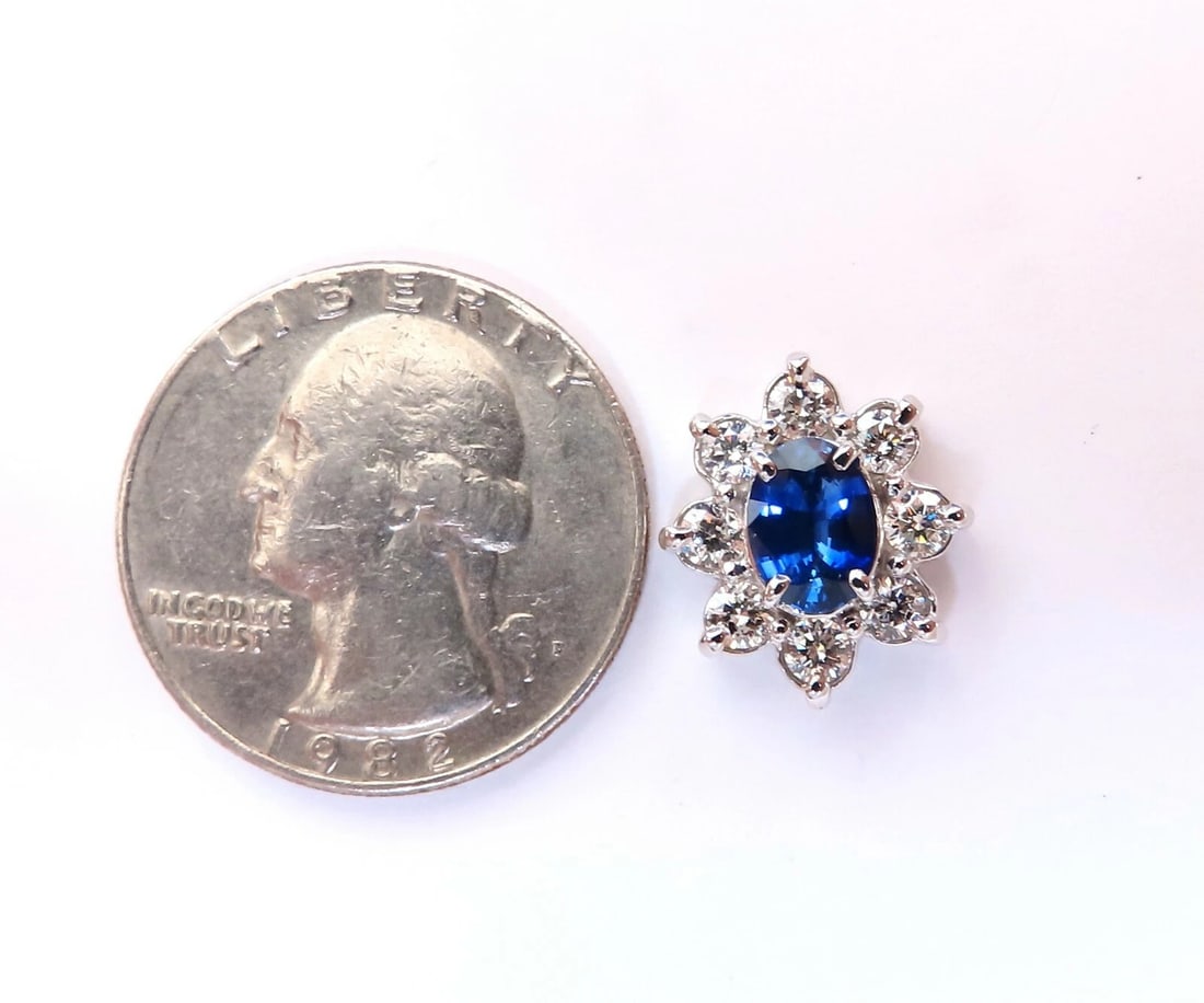 3.63ct Natural Sapphire Diamond Earrings 14kt Cluster Halo Prime** - 2