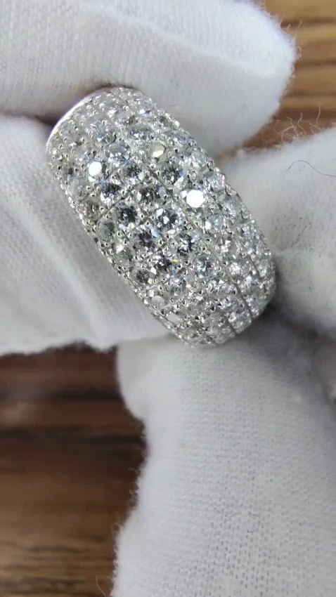 2.77CT FULL CUT DIAMONDS BEAD SET WIDE BAND RING 18KT 10MM SIZE 6.75 *v - 2