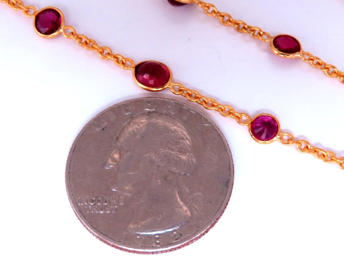 16ct Natural Ruby Sapphire Yard Necklace 14kt Gold ** - 3
