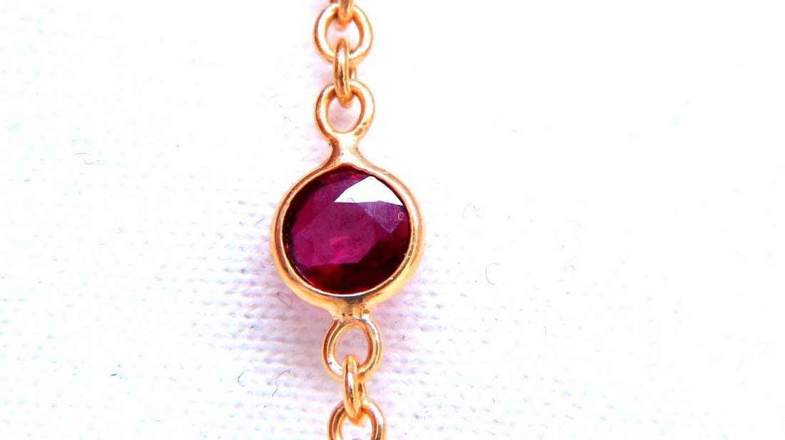 16ct Natural Ruby Sapphire Yard Necklace 14kt Gold ** - 6