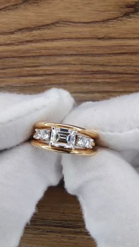 GIA Certified 1.46ct Emerald Cut Diamonds ring 18kt F/VVs-1 Coil *v - 2