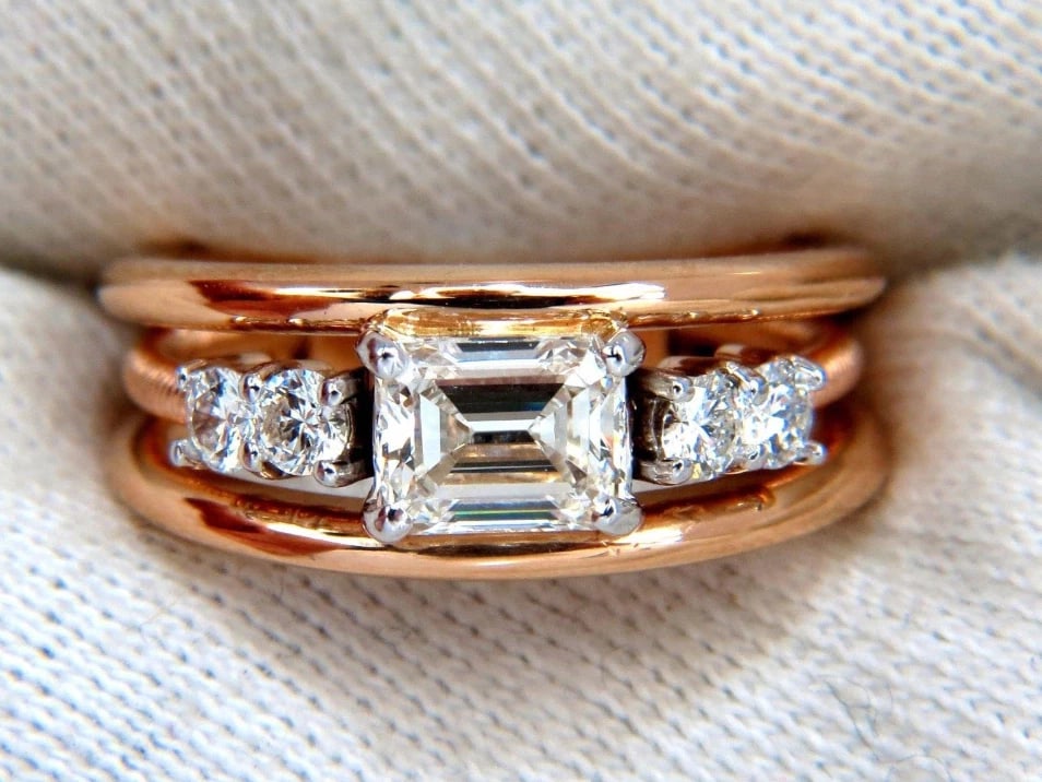 GIA Certified 1.46ct Emerald Cut Diamonds ring 18kt F/VVs-1 Coil *v - 4