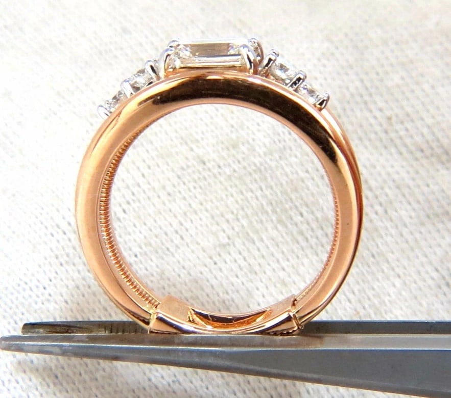GIA Certified 1.46ct Emerald Cut Diamonds ring 18kt F/VVs-1 Coil *v - 5