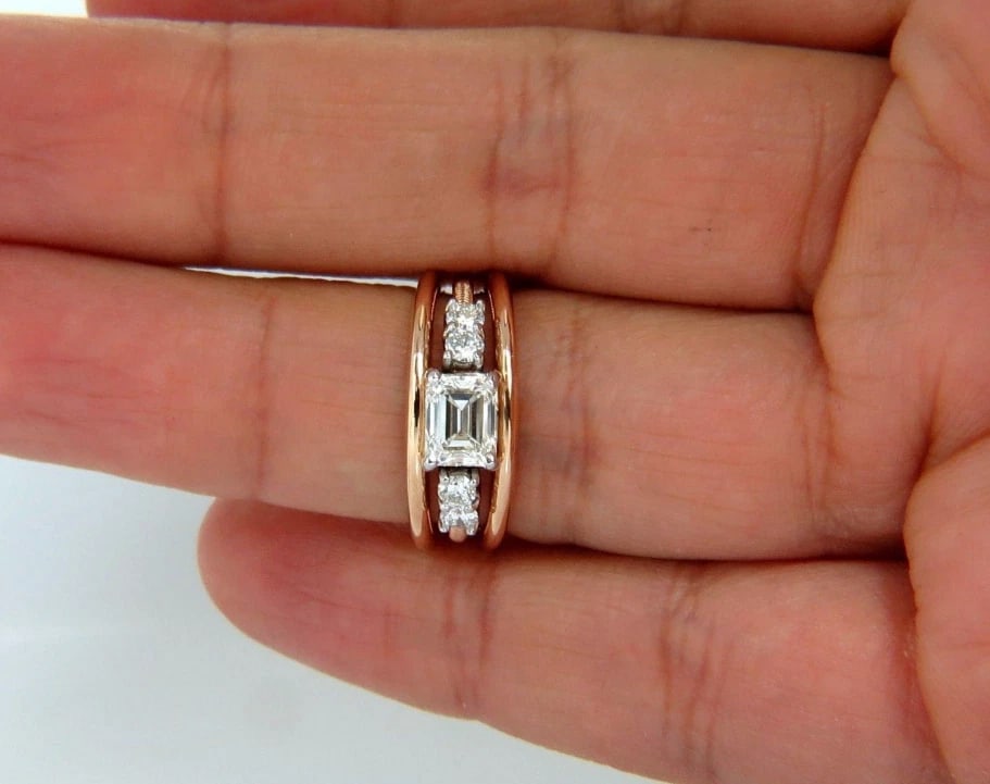 GIA Certified 1.46ct Emerald Cut Diamonds ring 18kt F/VVs-1 Coil *v - 6