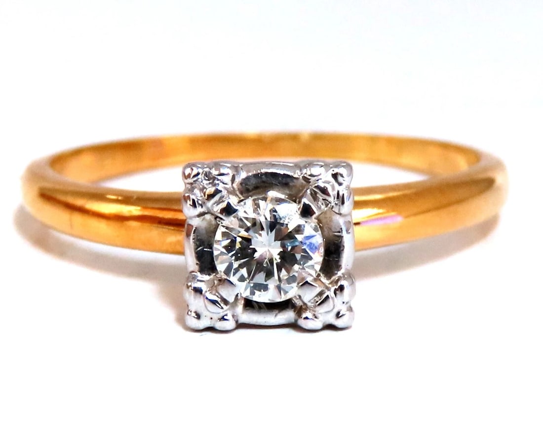 .35ct natural round diamond solitaire ring 14 karat vintage *v: Title: .35ct natural round diamond solitaire ring 14 karat vintage *v Description: Vintage style solitaire diamond ring. .35 carat natural round diamond I color vs2 clarity 14 karat yellow gold Curren