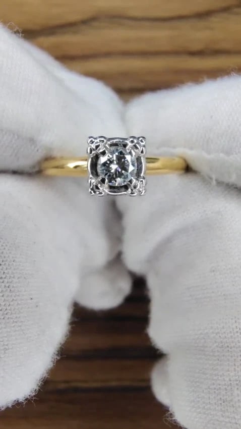 .35ct natural round diamond solitaire ring 14 karat vintage *v - 2