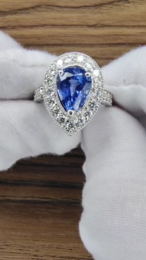 GIA Certified 3.73ct Natural Pear Sapphire Halo Cluster Ring 14 Karat *v - 2