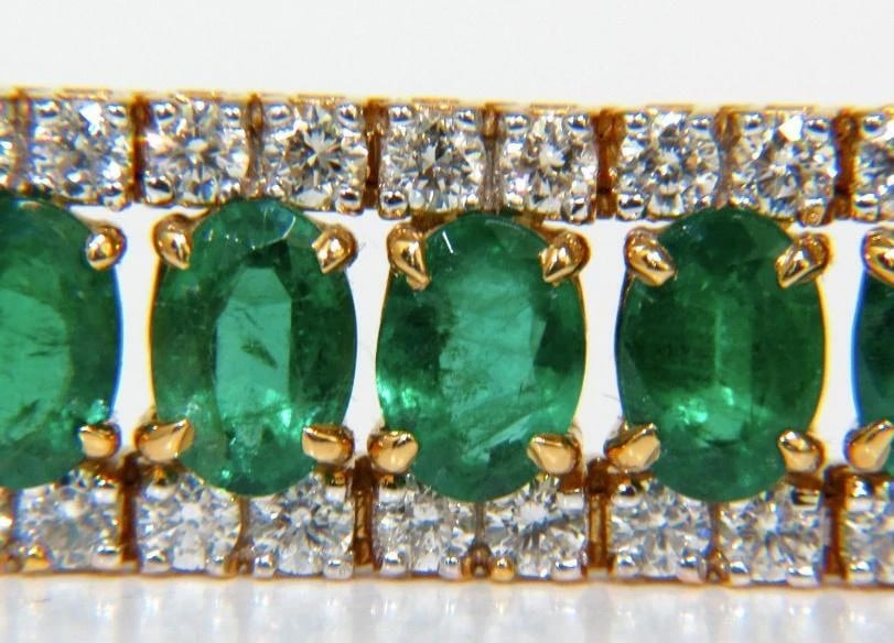 27.65 Carat Natural Vivid Green Emerald Diamond Bracelet F/VS 14kt Ref 12324** - 2