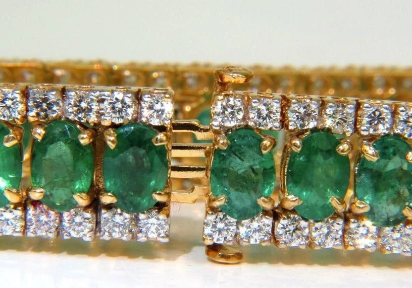 27.65 Carat Natural Vivid Green Emerald Diamond Bracelet F/VS 14kt Ref 12324** - 3