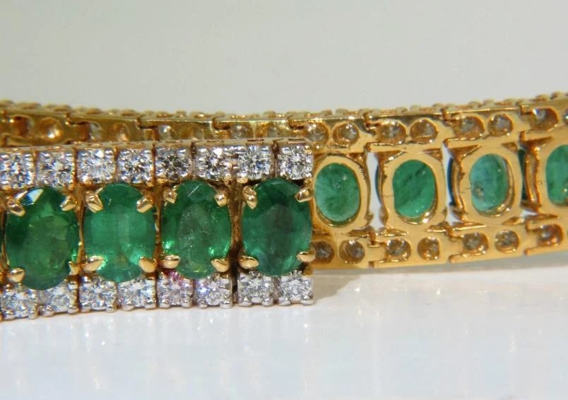 27.65 Carat Natural Vivid Green Emerald Diamond Bracelet F/VS 14kt Ref 12324** - 8