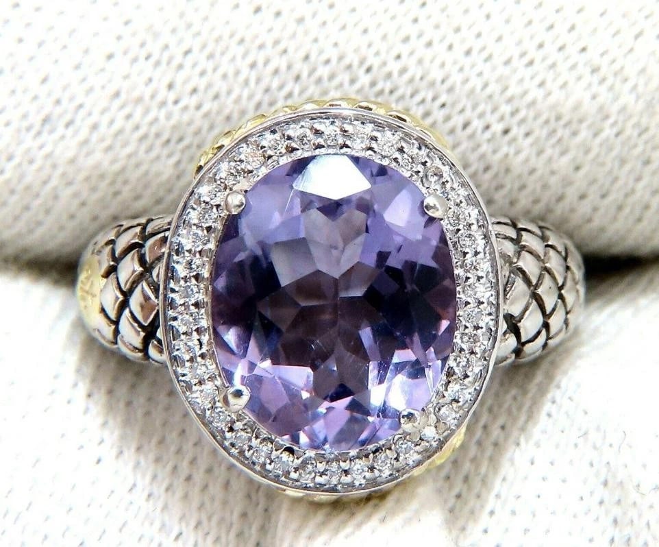John Hardy Amethyst Diamond Ring Silver and 18 Karat 42144 *v - 3
