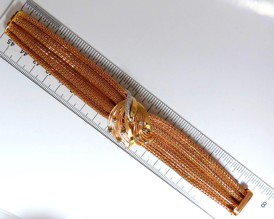 Vintage Argentina Republic 18kt Flex Mesh Tubular .50ct. Diamonds Bracelet** - 10