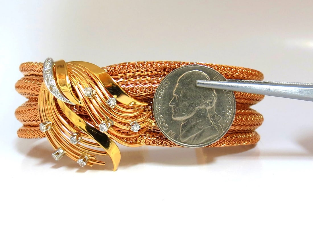 Vintage Argentina Republic 18kt Flex Mesh Tubular .50ct. Diamonds Bracelet** - 12