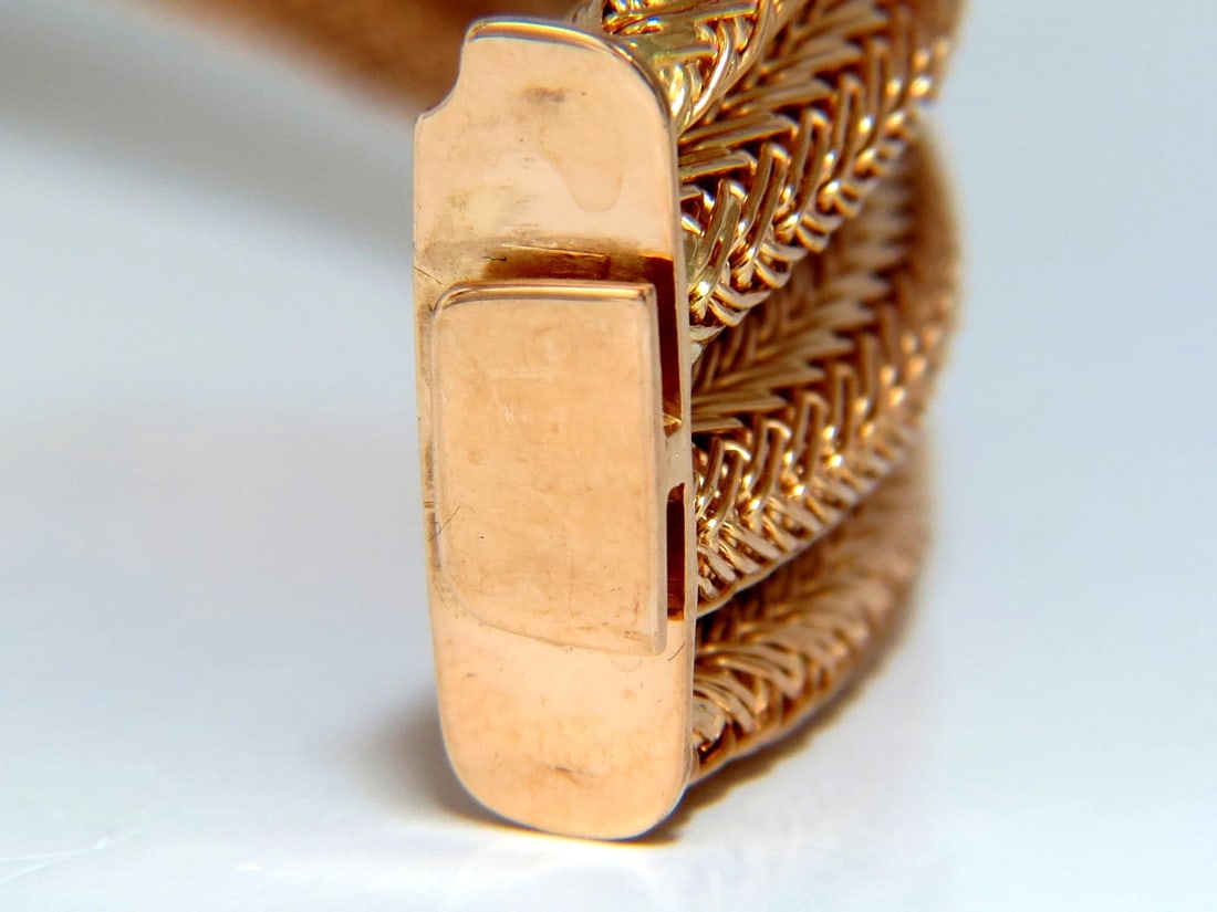 Vintage Argentina Republic 18kt Flex Mesh Tubular .50ct. Diamonds Bracelet** - 9