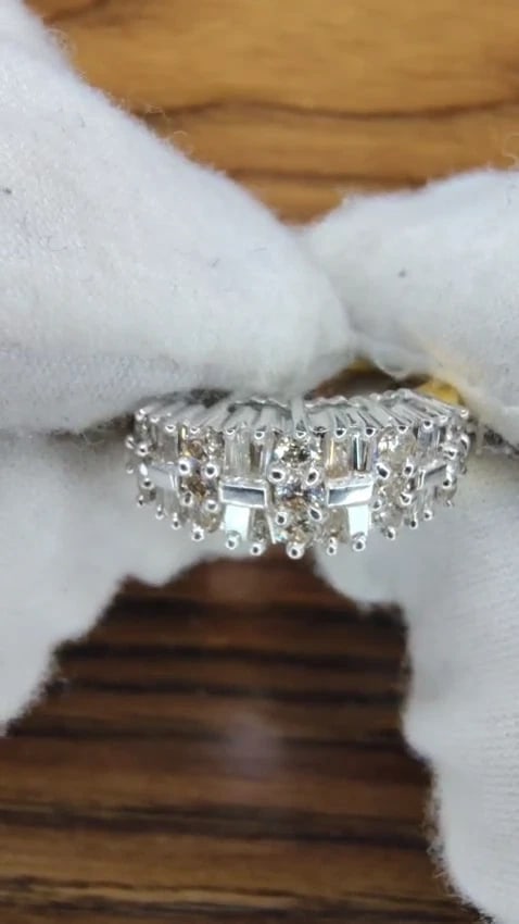 1.35ct Natural Baguette & Rounds Diamonds Band 14kt *v - 2