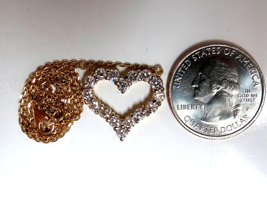 1.64ct diamonds open heart necklace 14kt g/vs** - 3