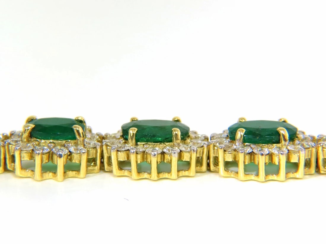 22.50CT NATURAL EMERALDS DIAMONDS BRACELET 18KT G/VS ZAMBIAN VIVID** - 8