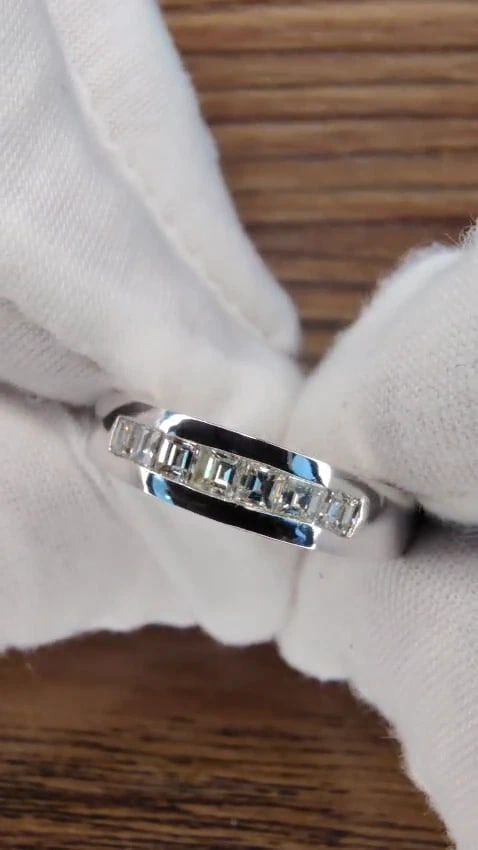 .60ct Natural Princess Diamond Band Ring 14kt channel row *v - 2
