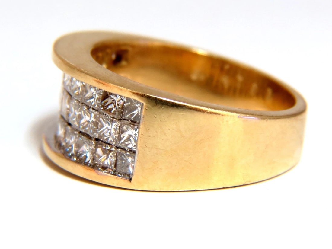 1.86ct natural princess cut diamonds triple channel band 14kt *v - 3