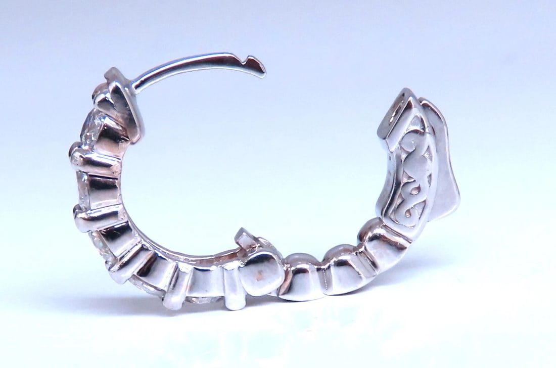1.46ct Natural Round Diamond hoop earrings 14kt 16mm button & share prong** - 3