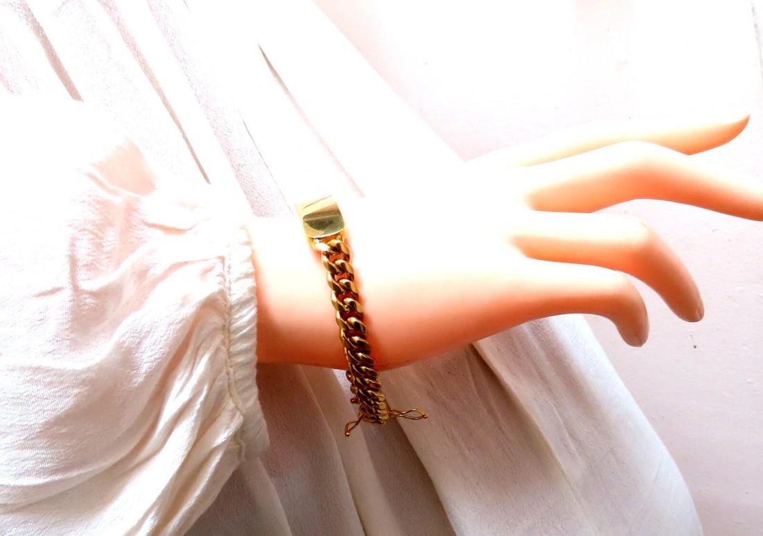 Curb Link ID Tag Bracelet 18kt gold 8 inch 50.5 Grams** - 9