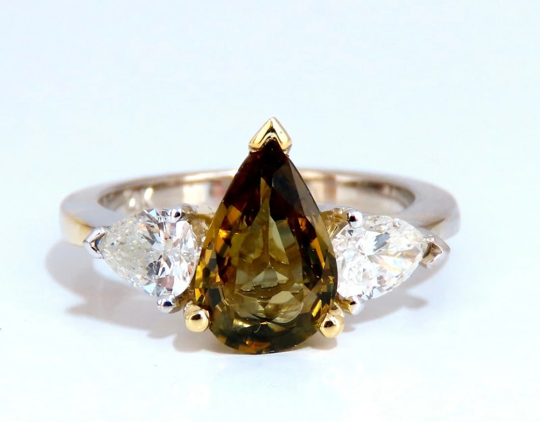 GIA Certified 2.04ct Natural No Heat Yellow Brown Sapphire Diamonds Ring 14kt *v - 3