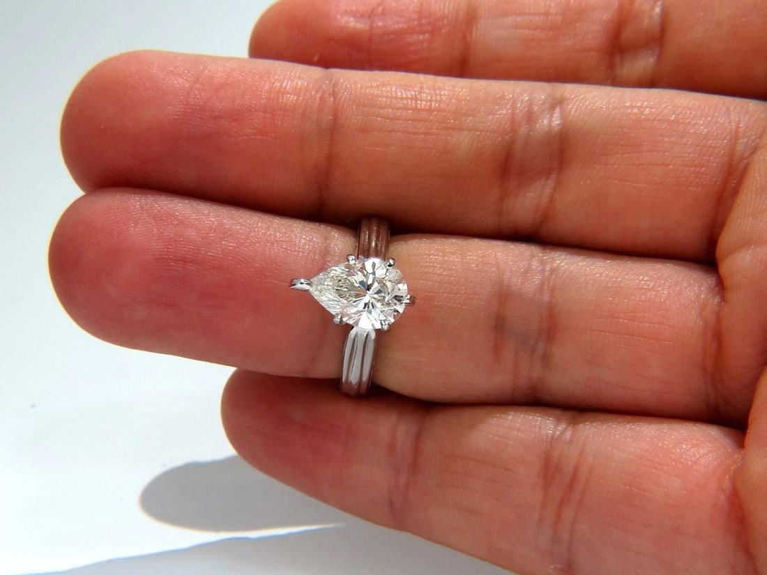 GIA Certified 2.00ct. Pear Brilliant diamond ring I / Si-1 Solitaire Platinum *v - 7