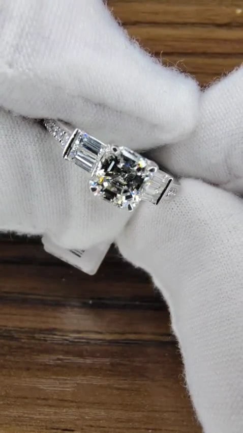 GIA Certified 1.62ct natural asscher diamond ring engagement classic 18kt *v - 2