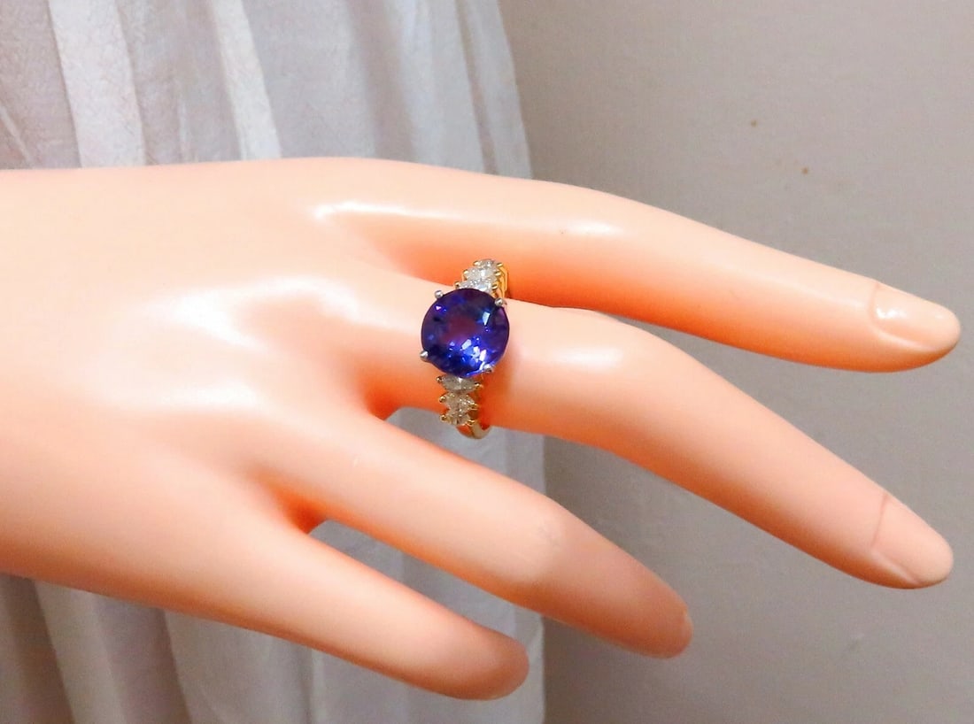 4.45ct Natural Round Vivid Purple Amethyst Diamond Ring 14 Karat *v - 6