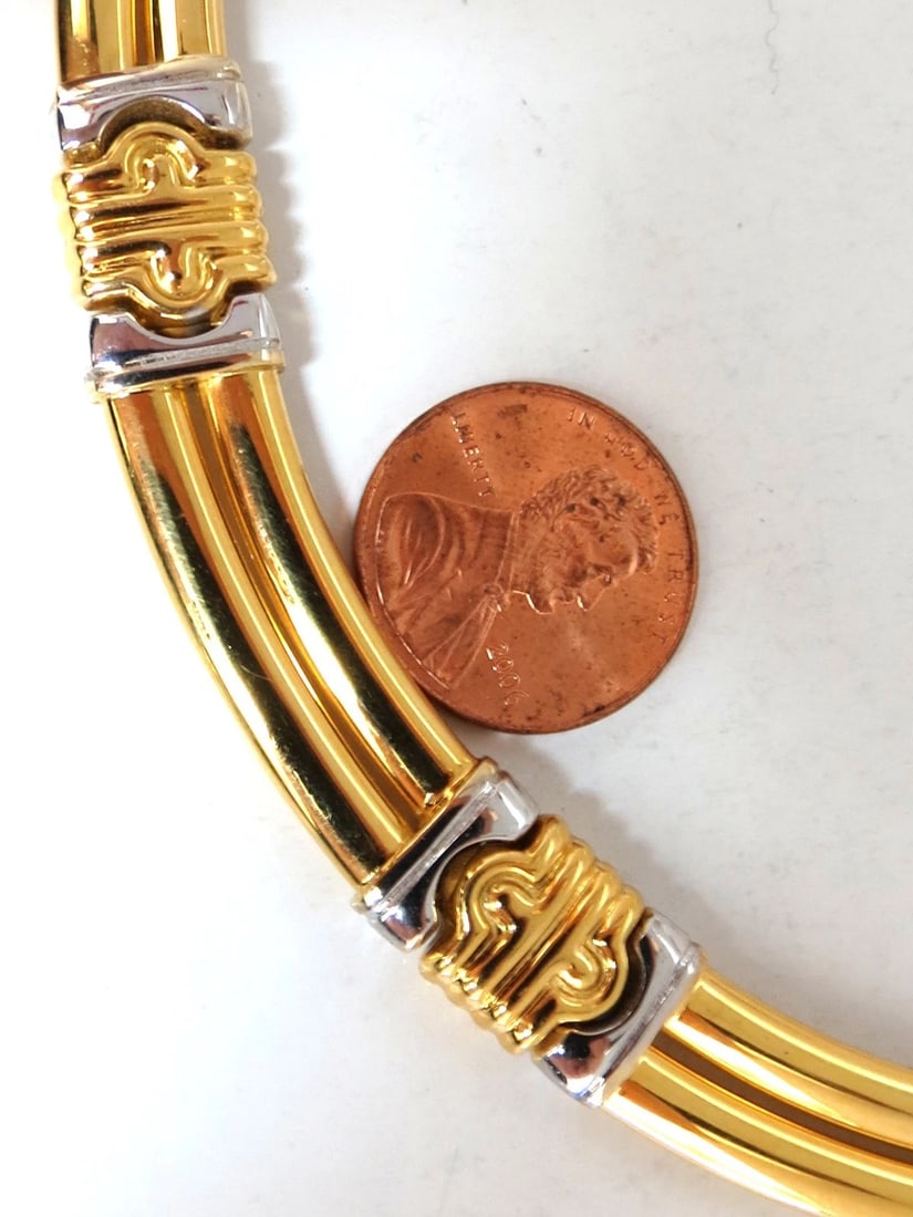 18kt Gold Byzantine Deco Link Necklace Two toned ** - 2