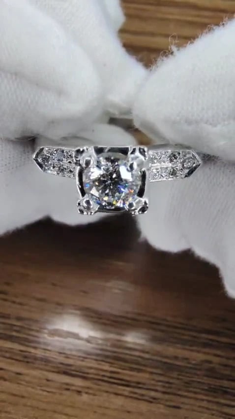 .55ct natural round diamonds vintage raised deck ring 14kt *v - 2