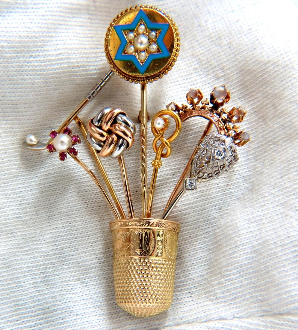 14kt Vintage Seamstress Thimble collection Pin** (1 of 8)