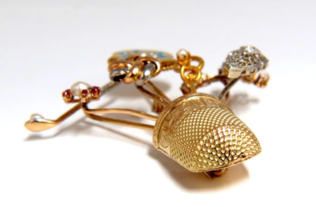 14kt Vintage Seamstress Thimble collection Pin** - 5