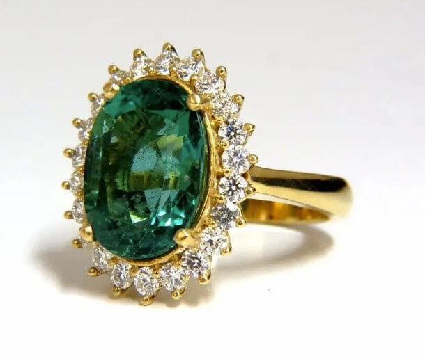 GIA Certified 8.60ct natural green emerald diamonds ring 18kt "F1" Halo Prime *v - 6
