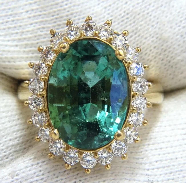 GIA Certified 8.60ct natural green emerald diamonds ring 18kt "F1" Halo Prime *v - 7