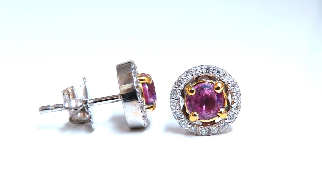 1.10ct Natural Tourmaline Diamonds Cluster Earrings 14 Karat gold** - 2