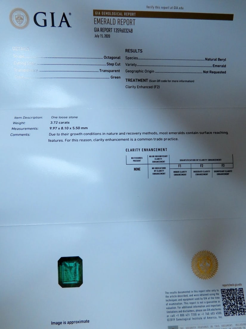 GIA Certified: 3.72ct Natural Emerald Diamonds Ring 14kt (F2) *v - 7