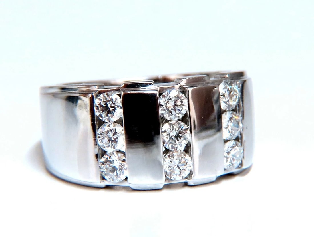 1.05ct Natural Round cut Diamonds mens band 14kt Channel (9) Comfort Fit *v - 3