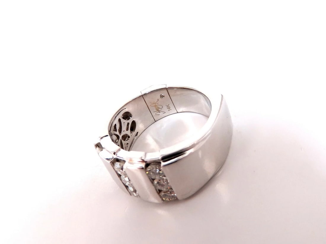1.05ct Natural Round cut Diamonds mens band 14kt Channel (9) Comfort Fit *v - 6