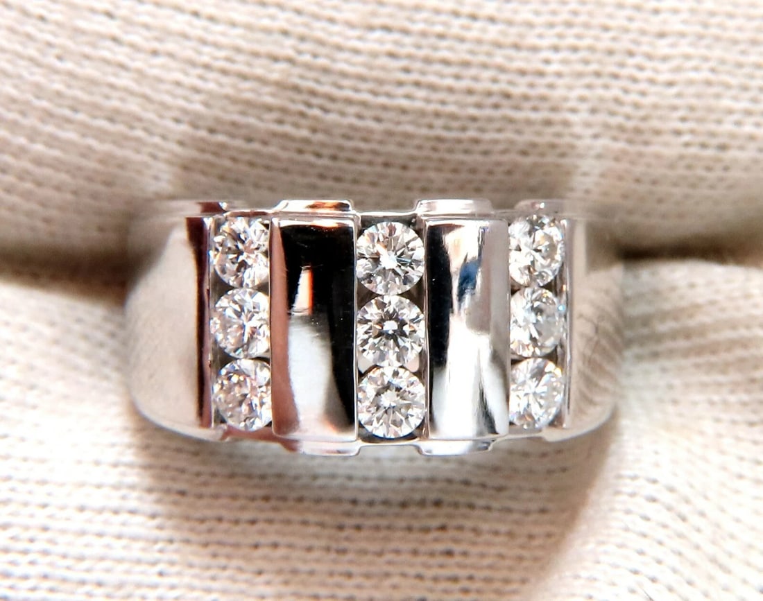 1.05ct Natural Round cut Diamonds mens band 14kt Channel (9) Comfort Fit *v - 8